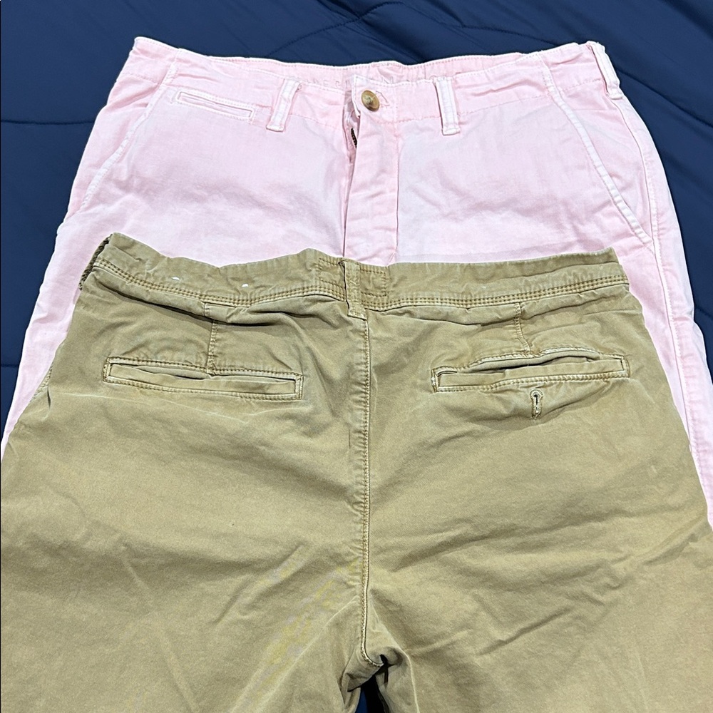 American Eagle Outfitters Men’s Chino Shorts in Pink and Khaki